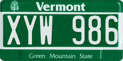 VT license plate XYW986
