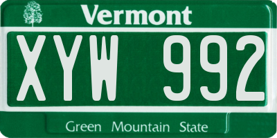 VT license plate XYW992
