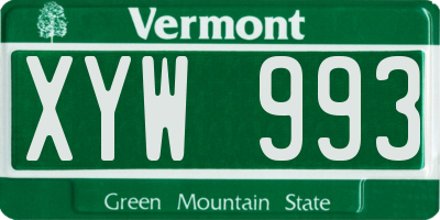 VT license plate XYW993