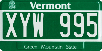 VT license plate XYW995