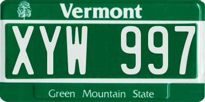 VT license plate XYW997