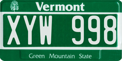 VT license plate XYW998
