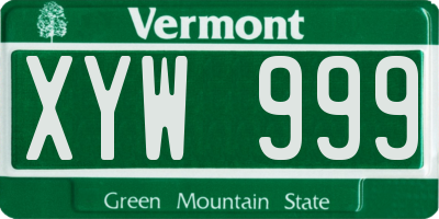 VT license plate XYW999