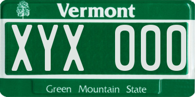 VT license plate XYX000