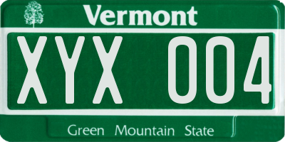 VT license plate XYX004