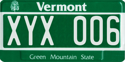 VT license plate XYX006