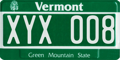 VT license plate XYX008