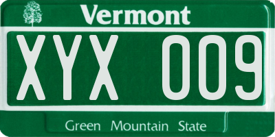 VT license plate XYX009