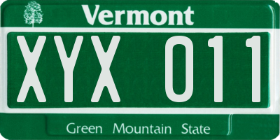 VT license plate XYX011