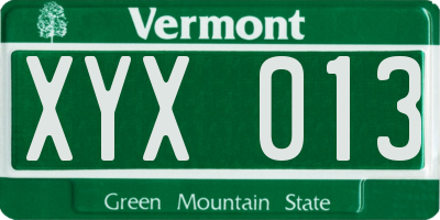 VT license plate XYX013
