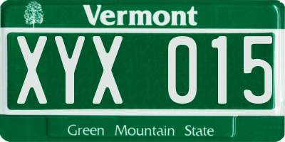 VT license plate XYX015