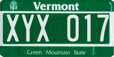 VT license plate XYX017