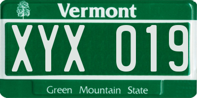 VT license plate XYX019