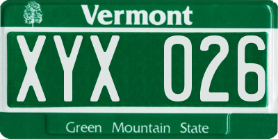 VT license plate XYX026