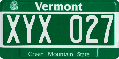 VT license plate XYX027