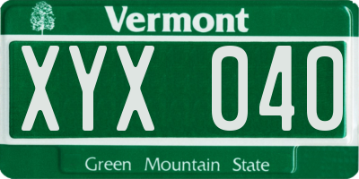 VT license plate XYX040