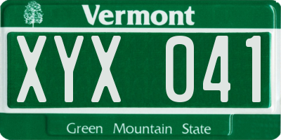 VT license plate XYX041