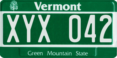 VT license plate XYX042