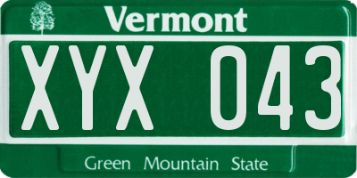 VT license plate XYX043