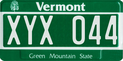VT license plate XYX044
