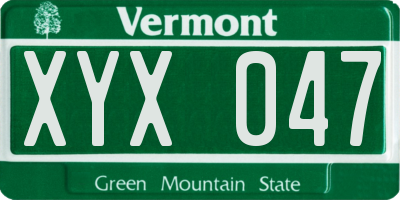 VT license plate XYX047