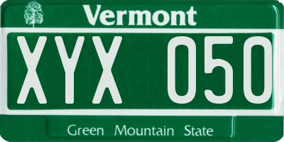VT license plate XYX050