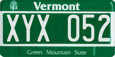 VT license plate XYX052