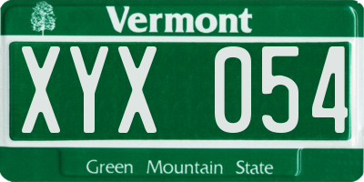 VT license plate XYX054