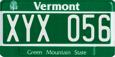 VT license plate XYX056