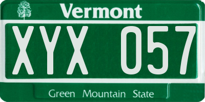 VT license plate XYX057