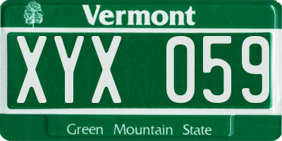 VT license plate XYX059