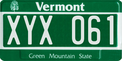 VT license plate XYX061