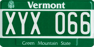 VT license plate XYX066