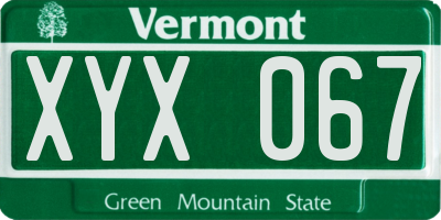 VT license plate XYX067