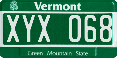 VT license plate XYX068