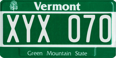 VT license plate XYX070