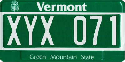 VT license plate XYX071