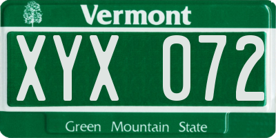 VT license plate XYX072