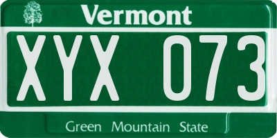 VT license plate XYX073