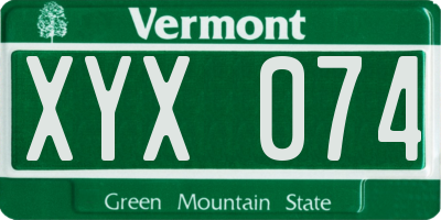 VT license plate XYX074