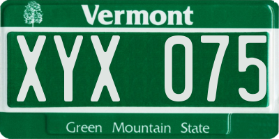VT license plate XYX075