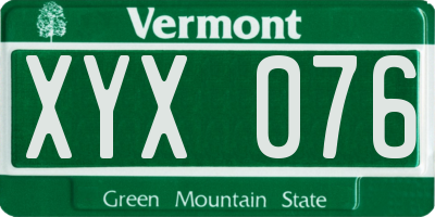 VT license plate XYX076