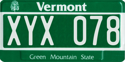 VT license plate XYX078