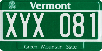 VT license plate XYX081