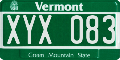 VT license plate XYX083