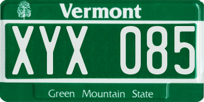 VT license plate XYX085