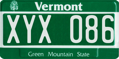VT license plate XYX086