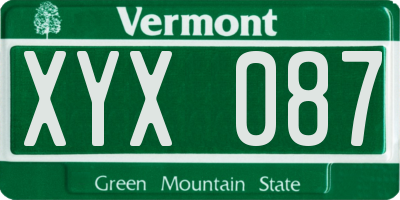 VT license plate XYX087