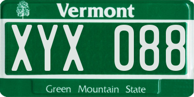 VT license plate XYX088