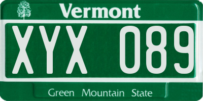 VT license plate XYX089